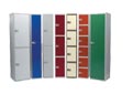 coloured economy lockers, grey contract lockers, wire mesh ventilated, cube lockers, clean & dirty, locker plinths and bench units